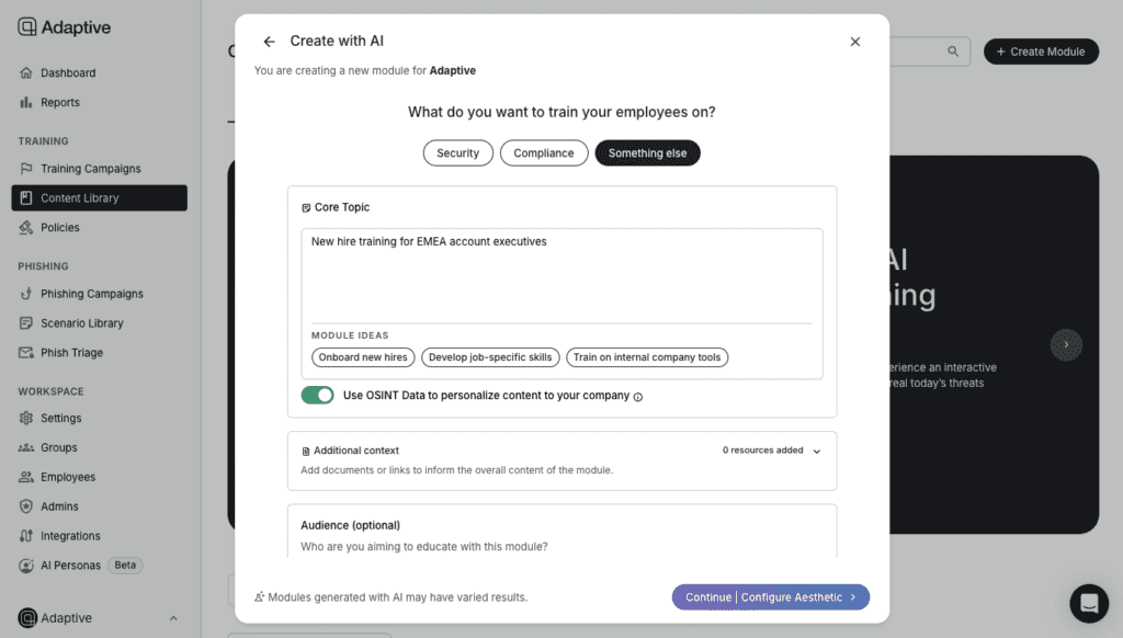 Create a training scheme